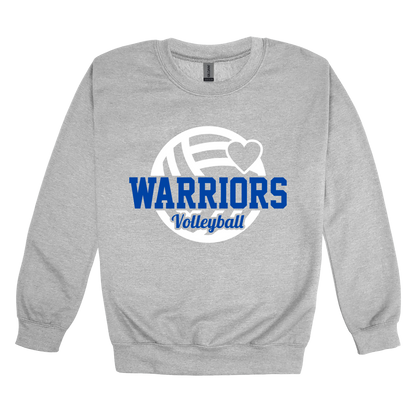 Warriors Volleyball Apparel — gray adult-crewneck front