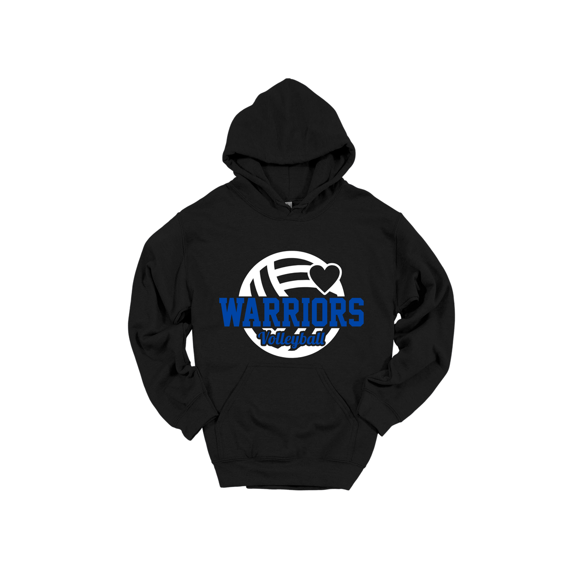 Warriors Volleyball Apparel — black adult-hoodie front