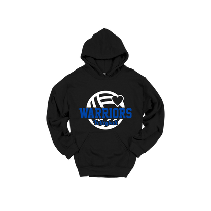 Warriors Volleyball Apparel — black adult-hoodie front