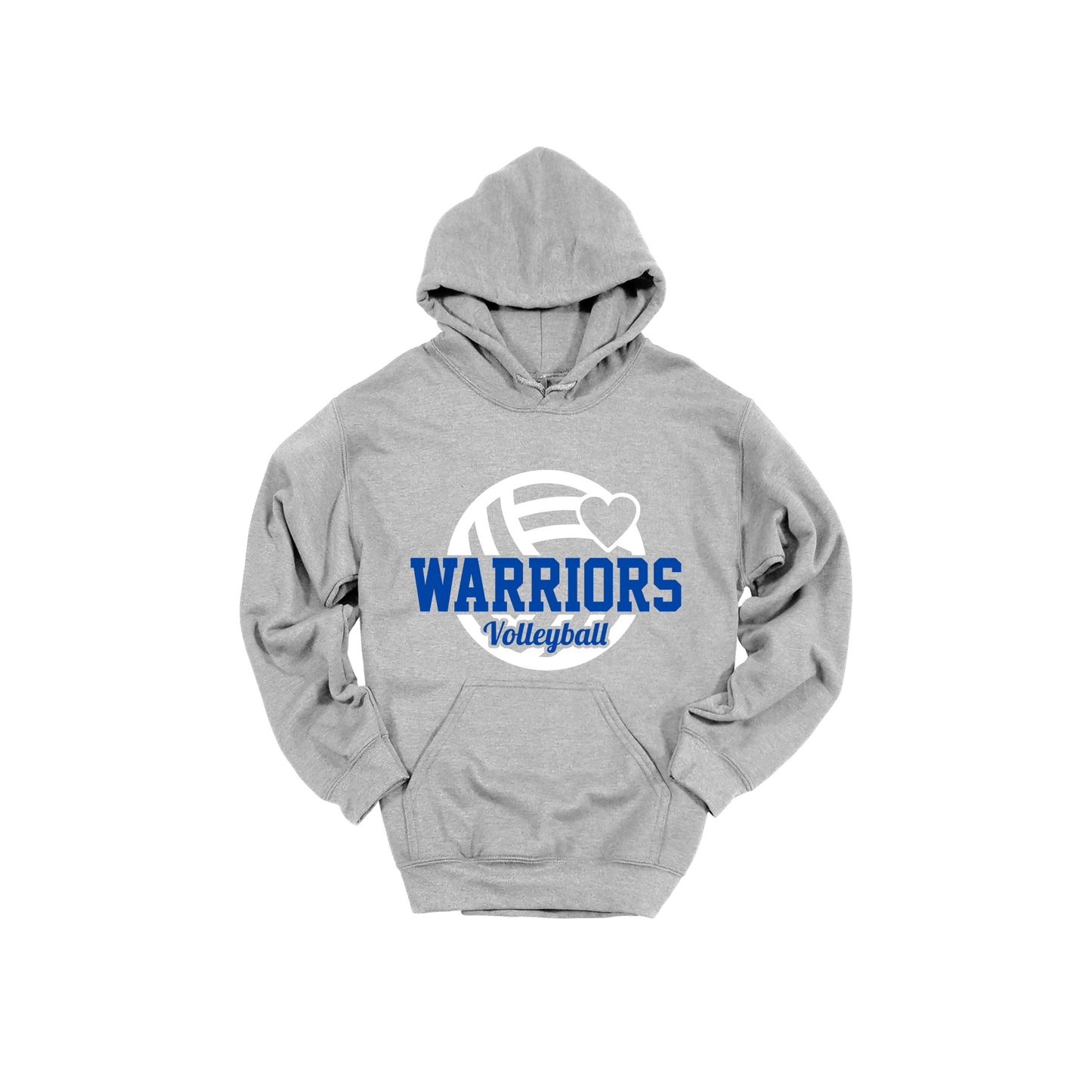 Warriors Volleyball Apparel — gray adult-hoodie front