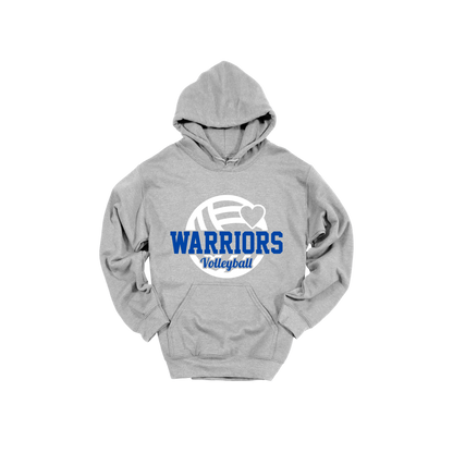 Warriors Volleyball Apparel — gray adult-hoodie front