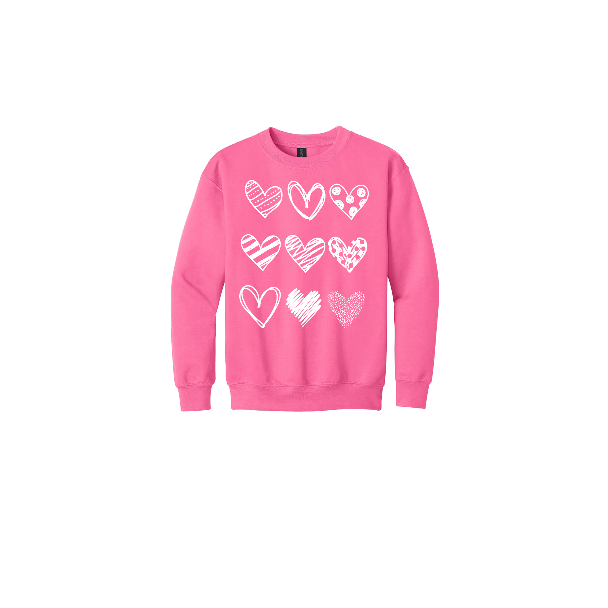 Hearts Apparel on approved adult crewneck in Pink, front view.