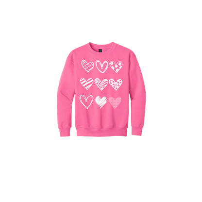 Hearts Apparel on approved adult crewneck in Pink, front view.