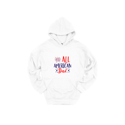 Dad design on White adult Hoodie, front view.