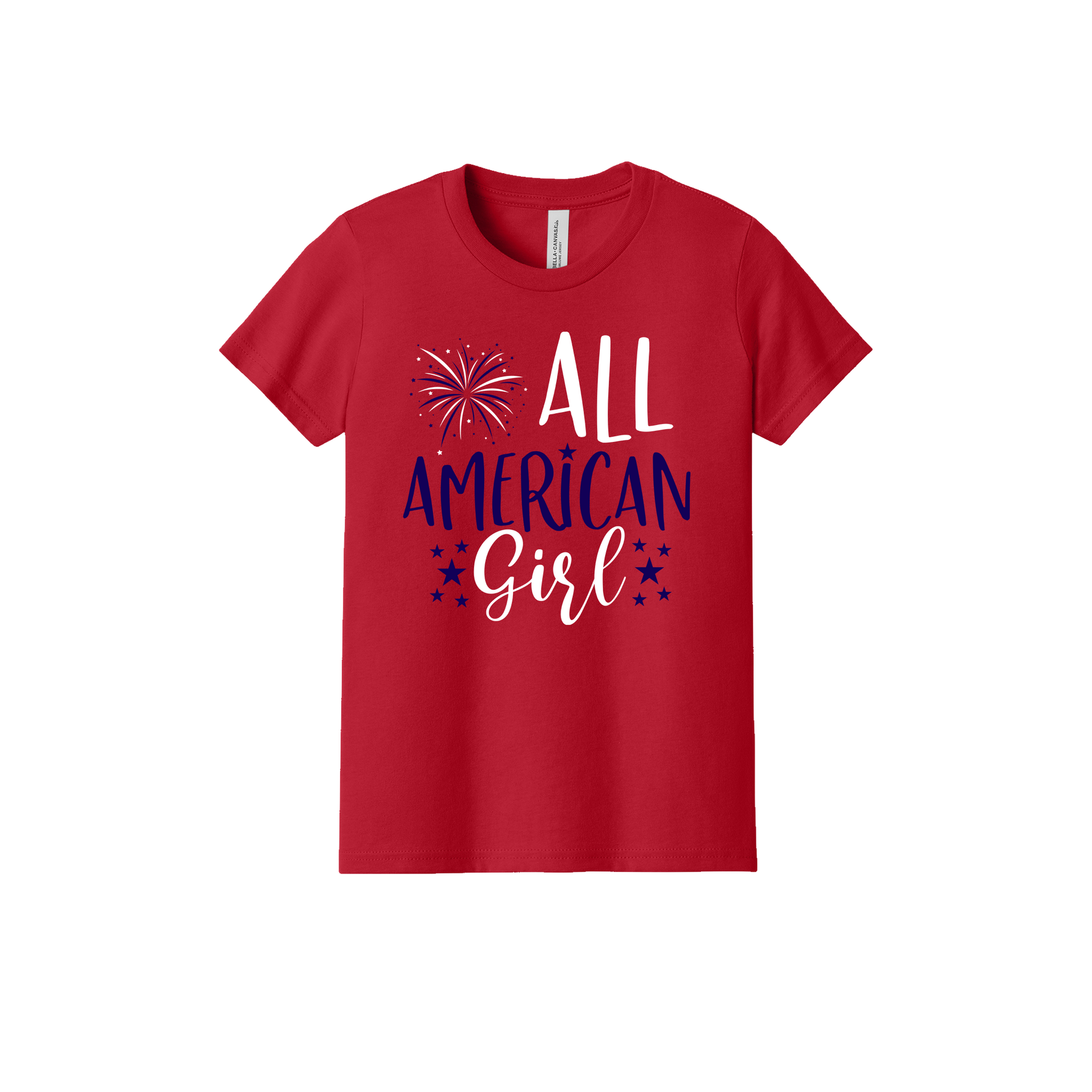 Girl design on Red Youth T-Shirt, front view.
