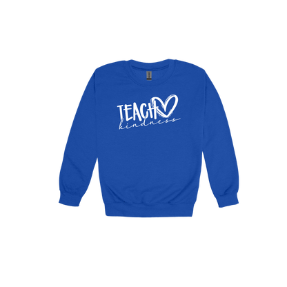 Teach Kindness Heart Outline Apparel — Royal Blue adult Crewneck front