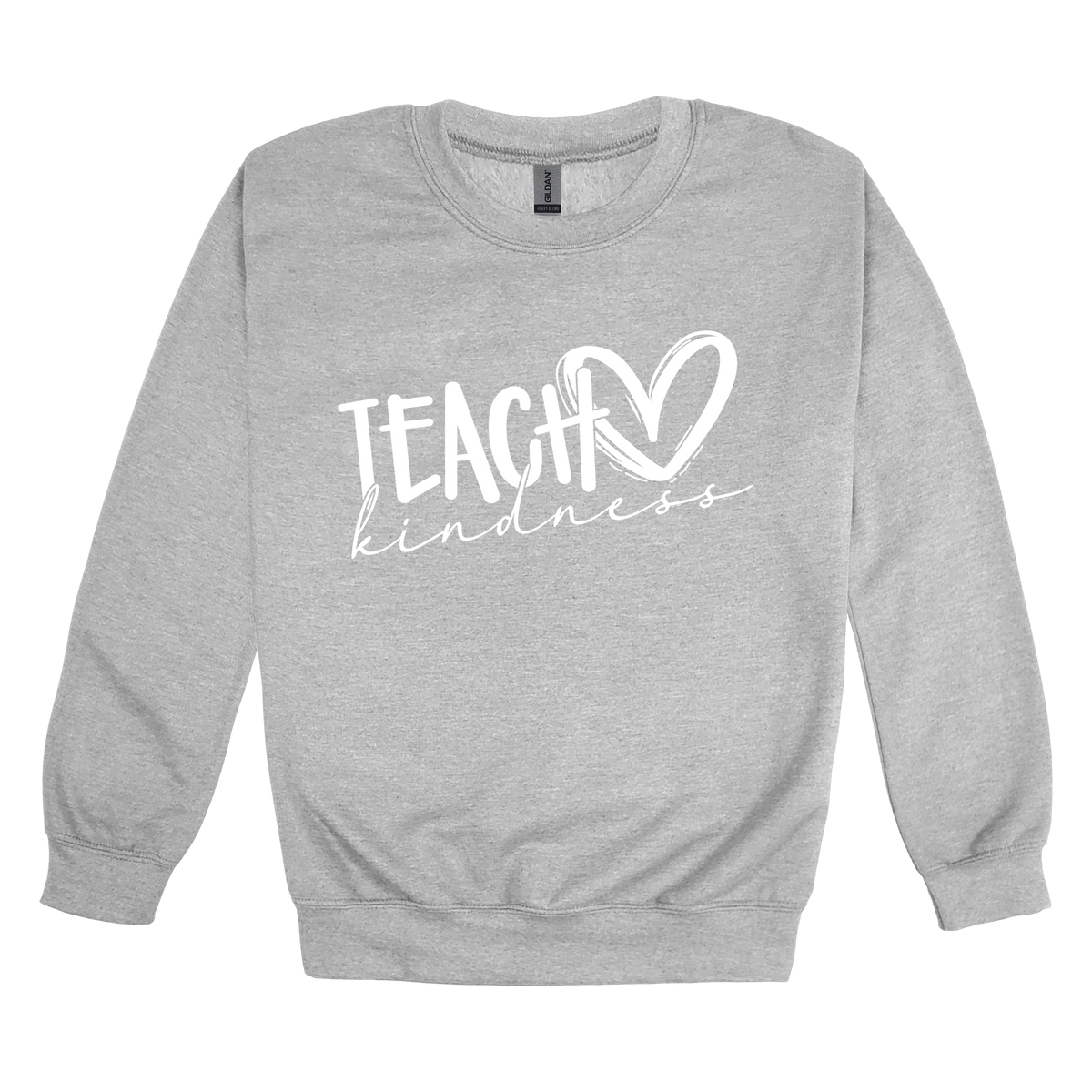 Teach Kindness Heart Outline Apparel — Sport Gray adult Crewneck front