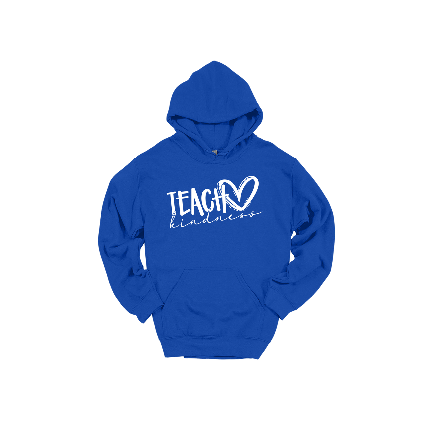 Teach Kindness Heart Outline Apparel — Royal Blue adult Hoodie front