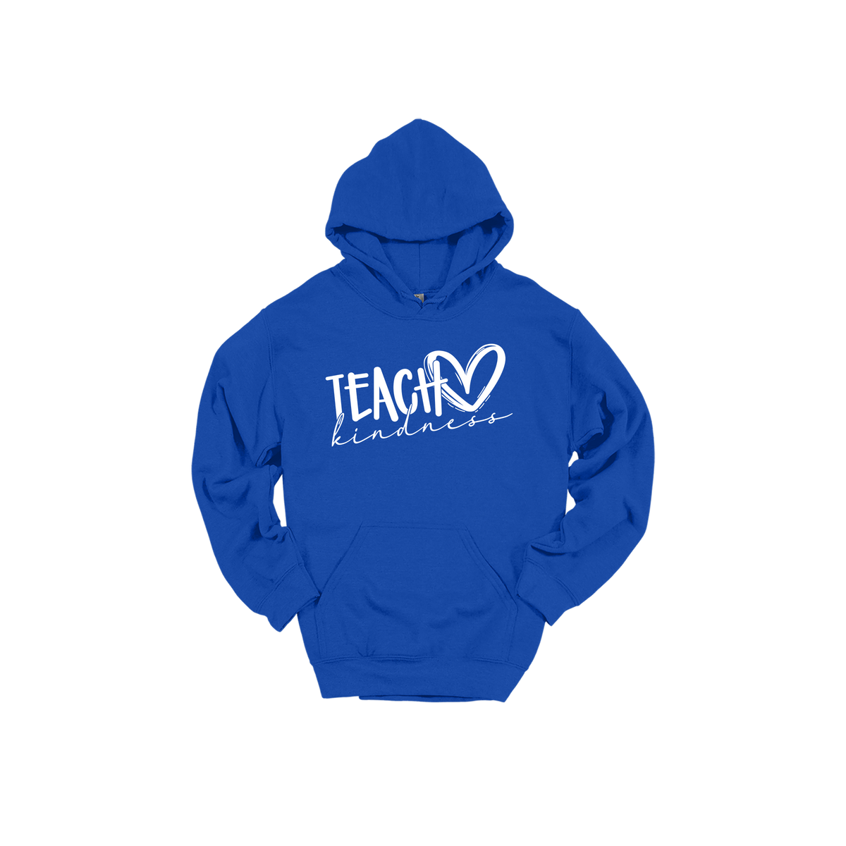 Teach Kindness Heart Outline Apparel — Royal Blue adult Hoodie front