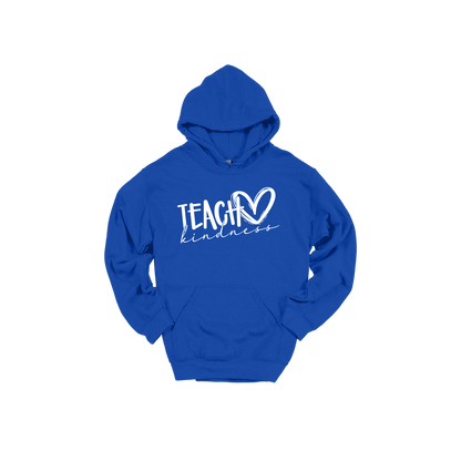 Teach Kindness Heart Outline Apparel — Royal Blue adult Hoodie front