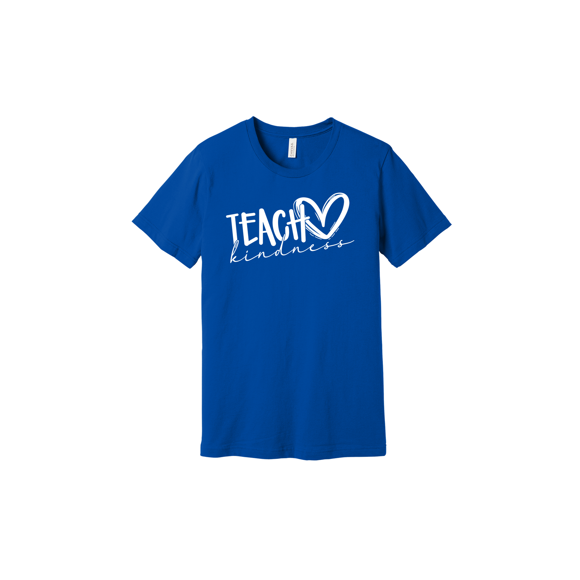 Teach Kindness Heart Outline Apparel — Royal Blue adult T-Shirt front
