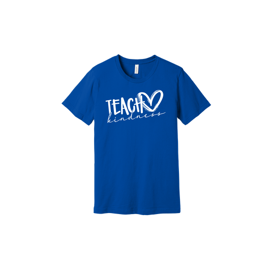 Teach Kindness Heart Outline Apparel — Royal Blue adult T-Shirt front