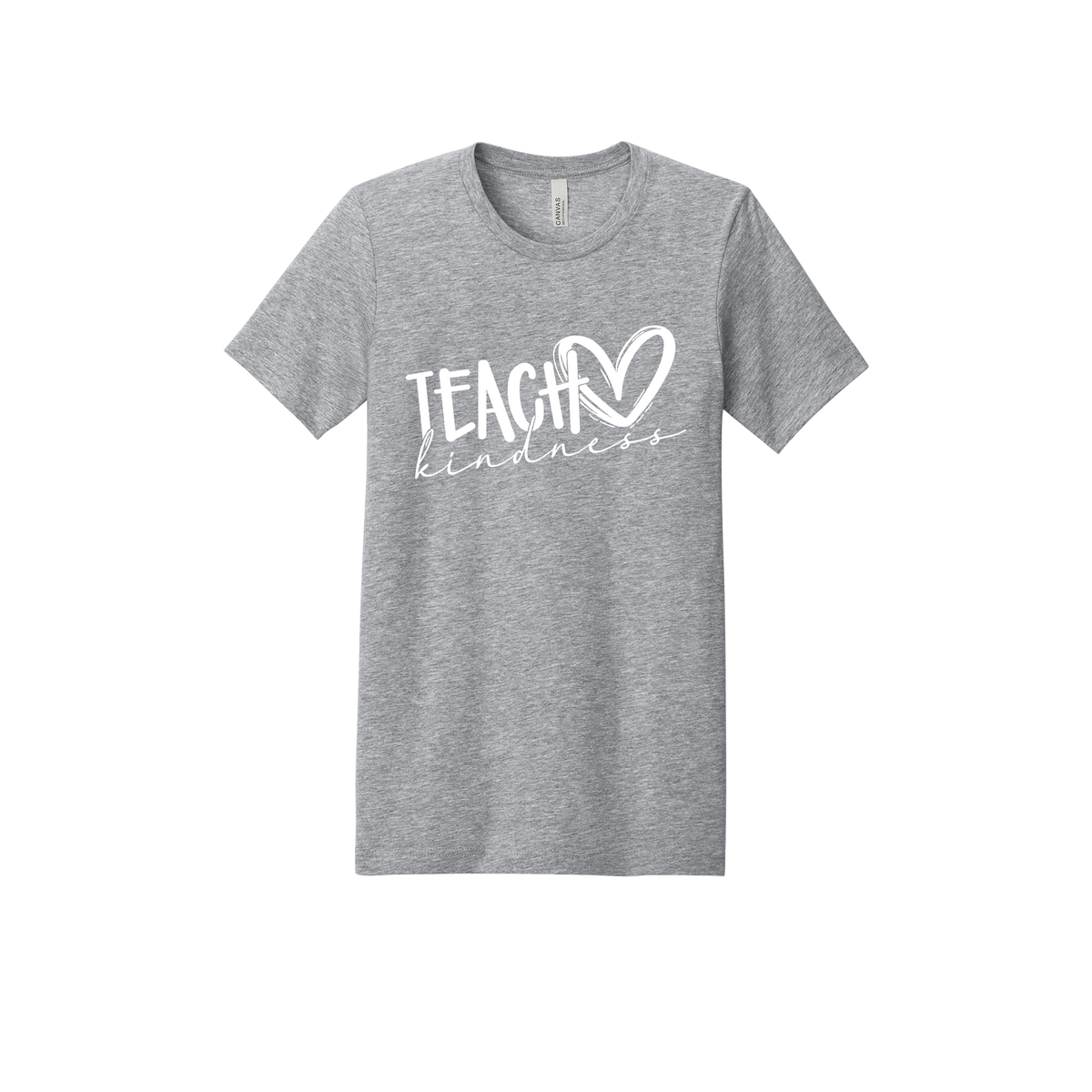 Teach Kindness Heart Outline Apparel — Heather Athletic Gray adult T-Shirt front