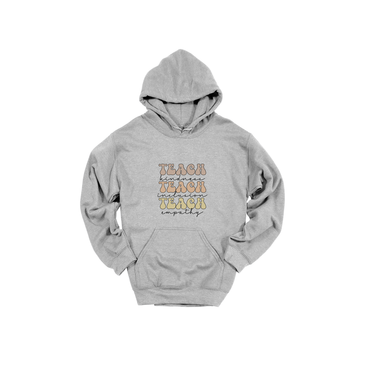 Teach Kindness Empathy Bubble Letter Apparel — Sport Gray adult Hoodie front