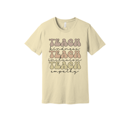 Teach Kindness Empathy Bubble Letter Apparel — Natural adult T-Shirt front