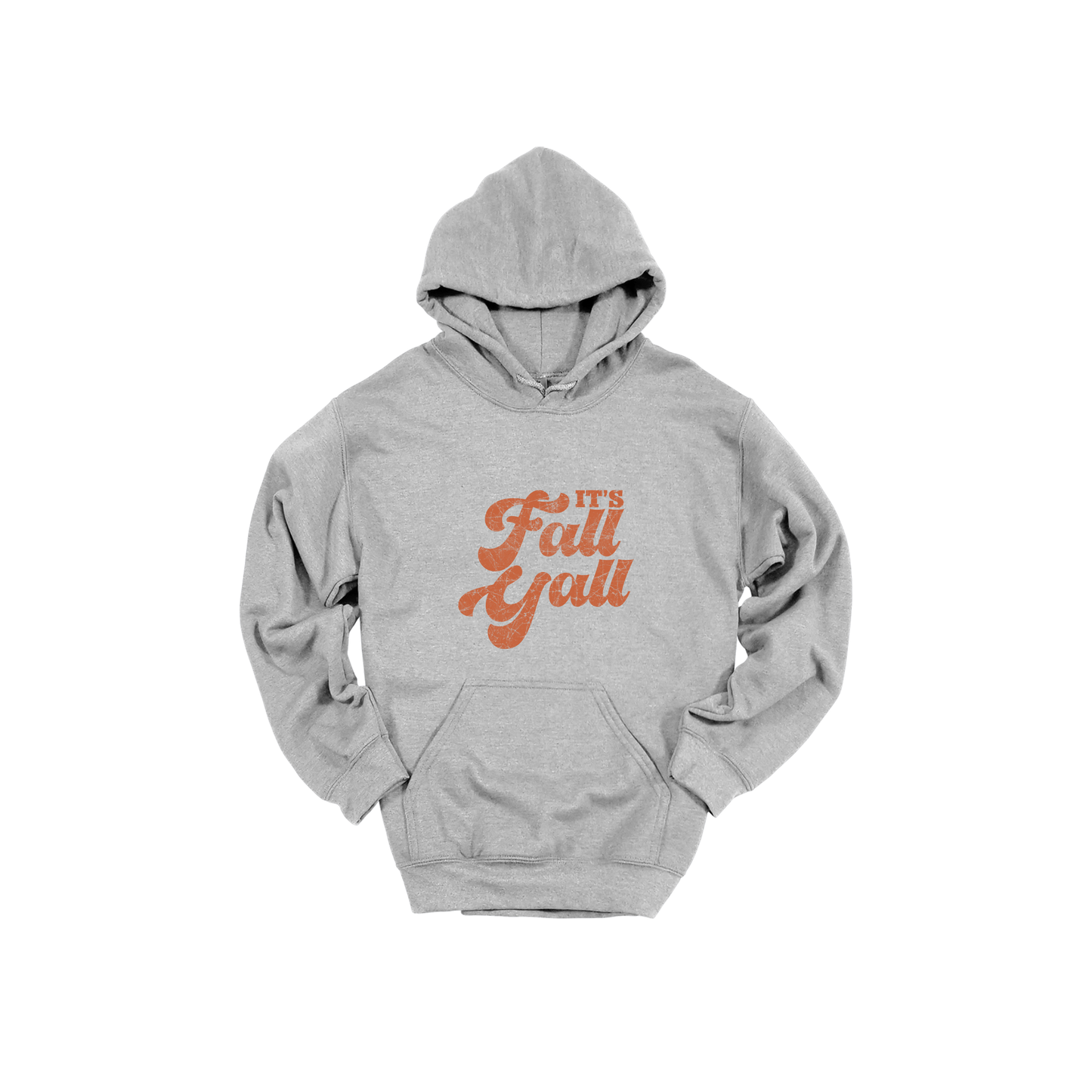 It's Fall Y'all design on Sport Gray adult Hoodie, front view.
