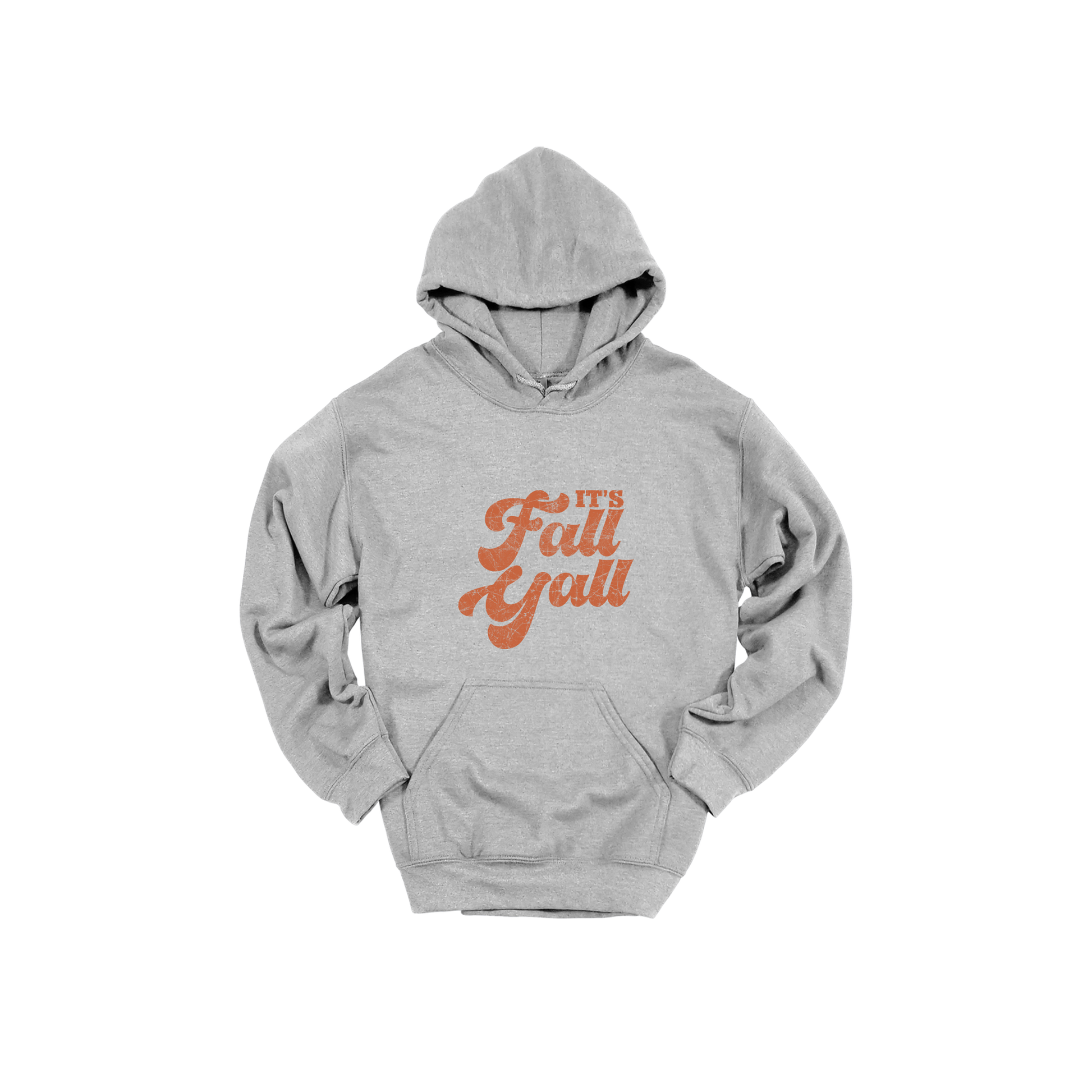 It's Fall Y'all design on Sport Gray adult Hoodie, front view.