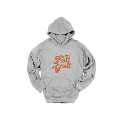It's Fall Y'all design on Sport Gray adult Hoodie, front view.