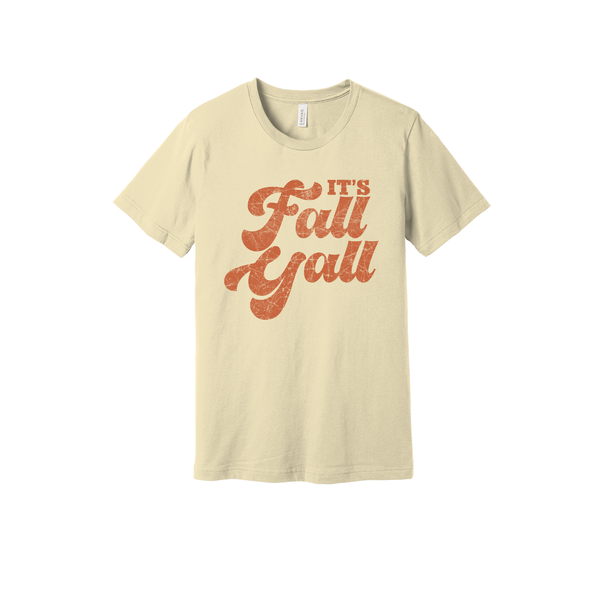 It's Fall Y'all design on Natural adult T-Shirt, front view.