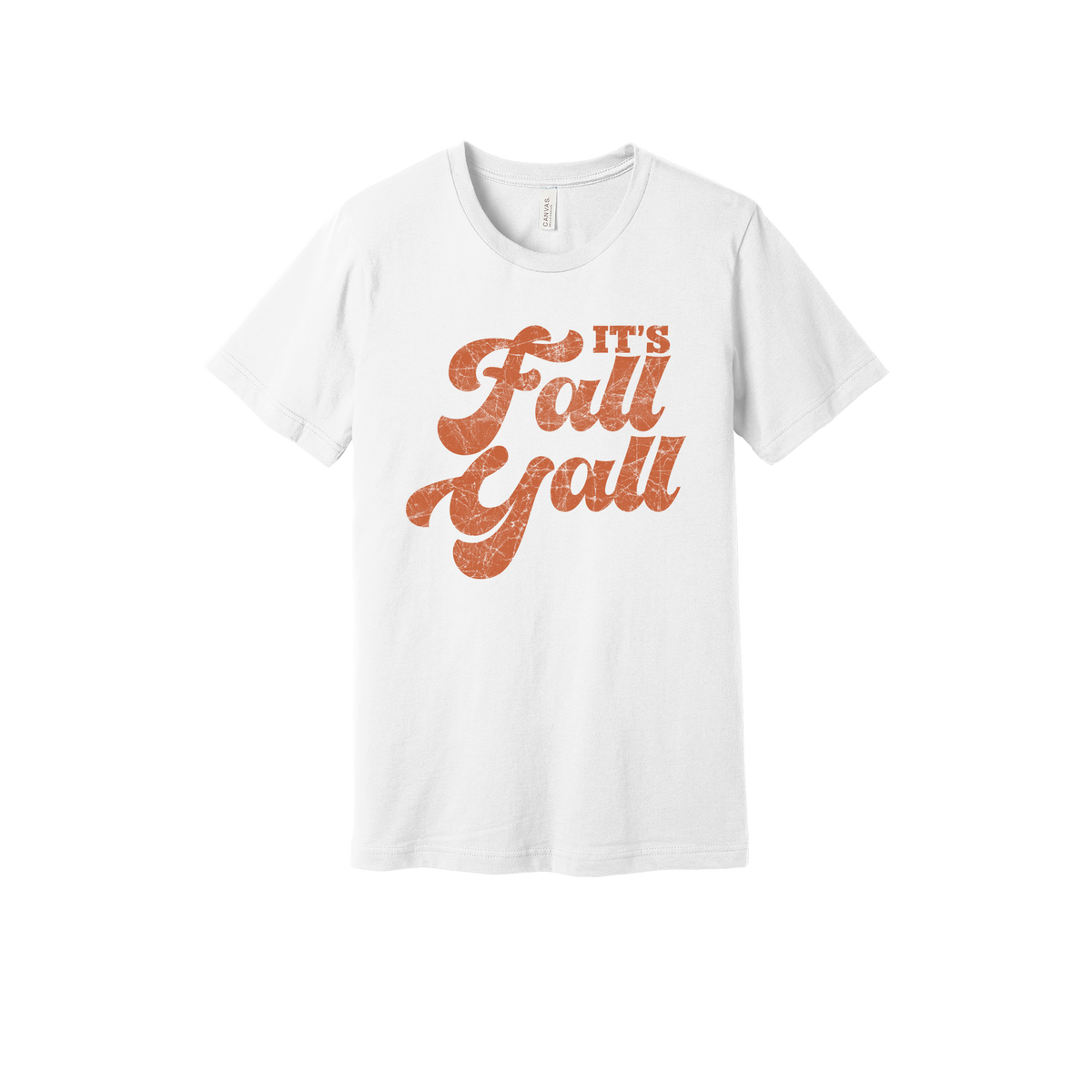 It's Fall Y'all design on White adult T-Shirt, front view.