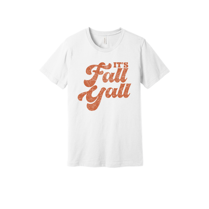 It's Fall Y'all design on White adult T-Shirt, front view.