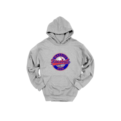 Warrior Baseball Mom design on Sport Gray adult Hoodie, front view.