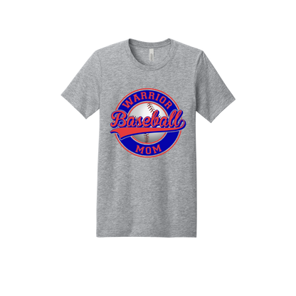 Warrior Baseball Mom design on Heather Athletic Gray adult T-Shirt, front view.