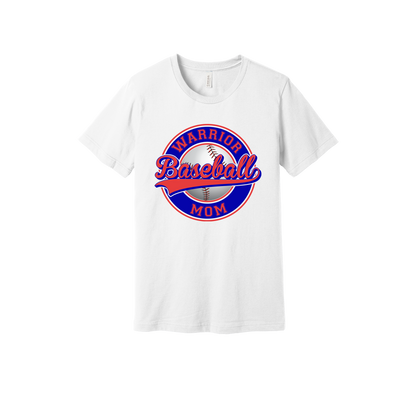 Warrior Baseball Mom design on White adult T-Shirt, front view.