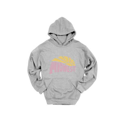 Midwest design on Sport Gray adult Hoodie, front view.