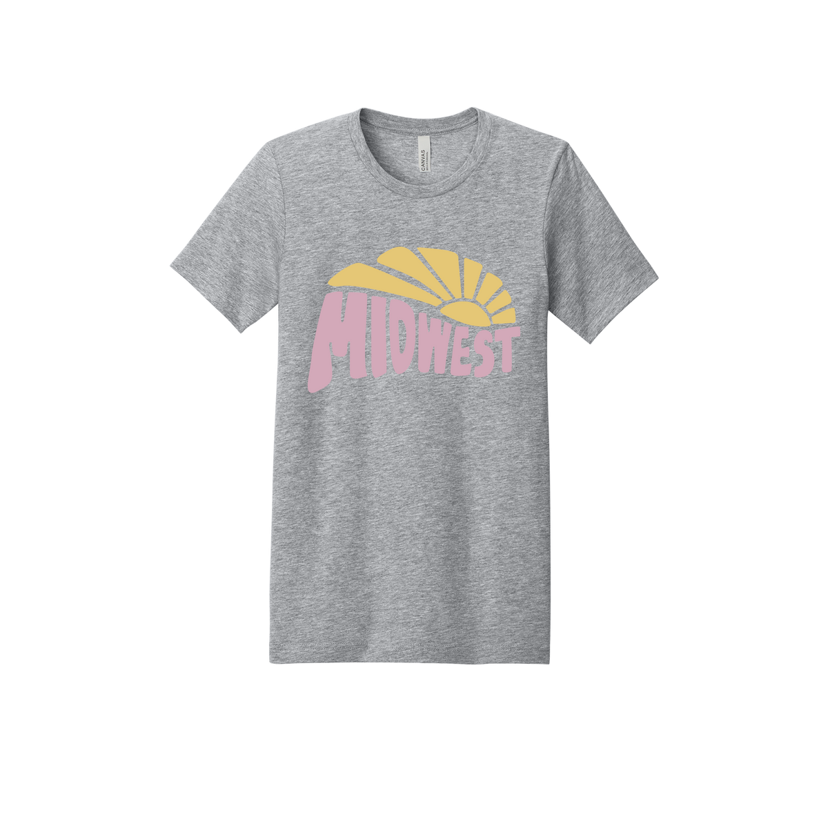 Midwest design on Heather Athletic Gray adult T-Shirt, front view.