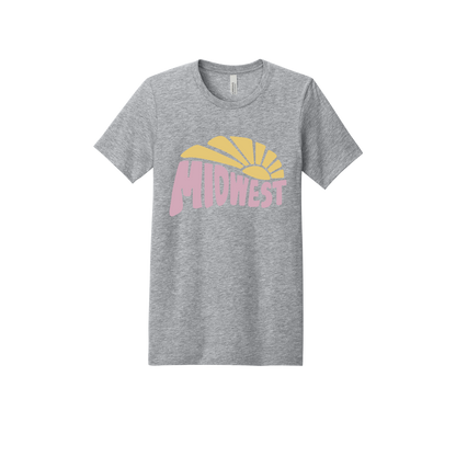 Midwest design on Heather Athletic Gray adult T-Shirt, front view.
