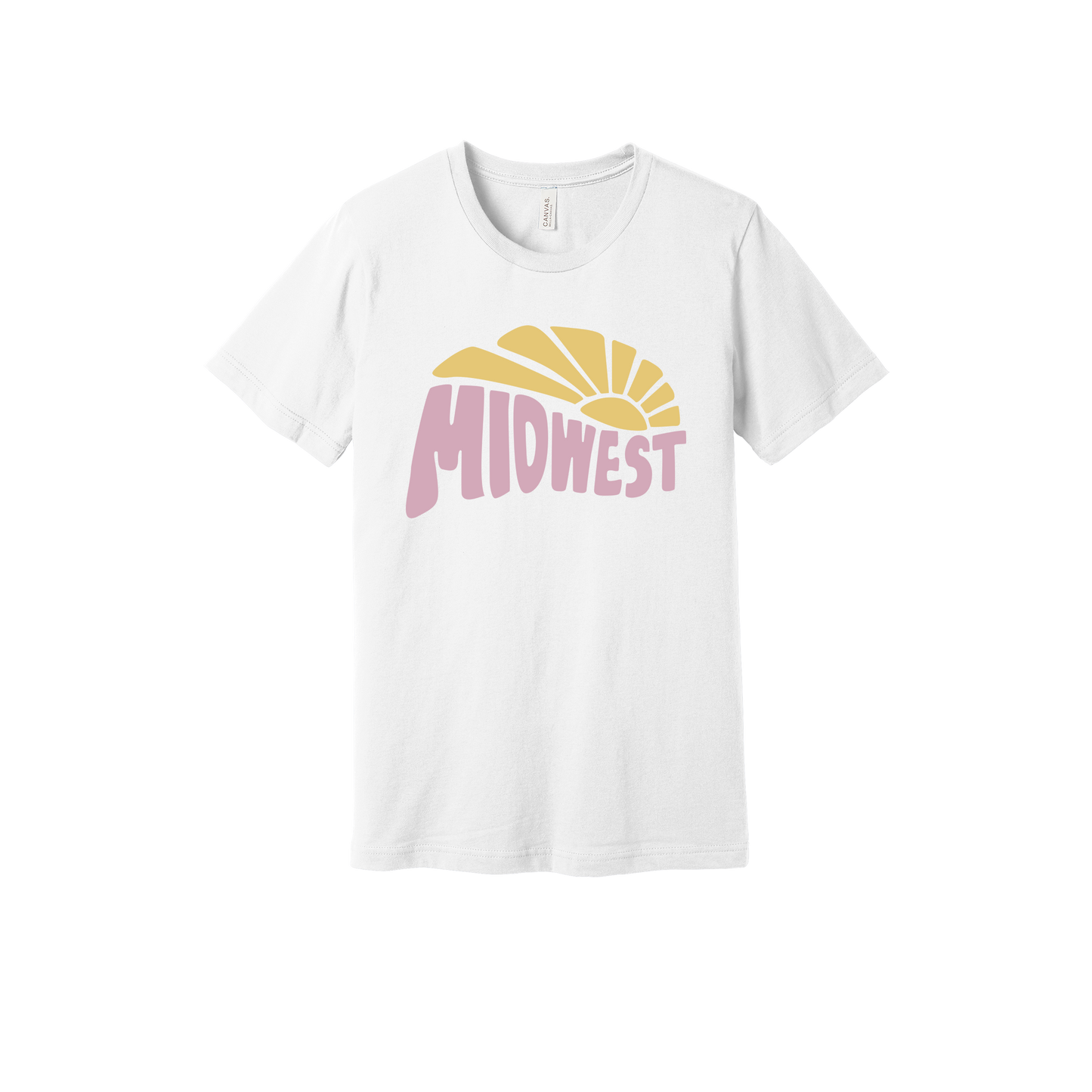 Midwest design on White adult T-Shirt, front view.