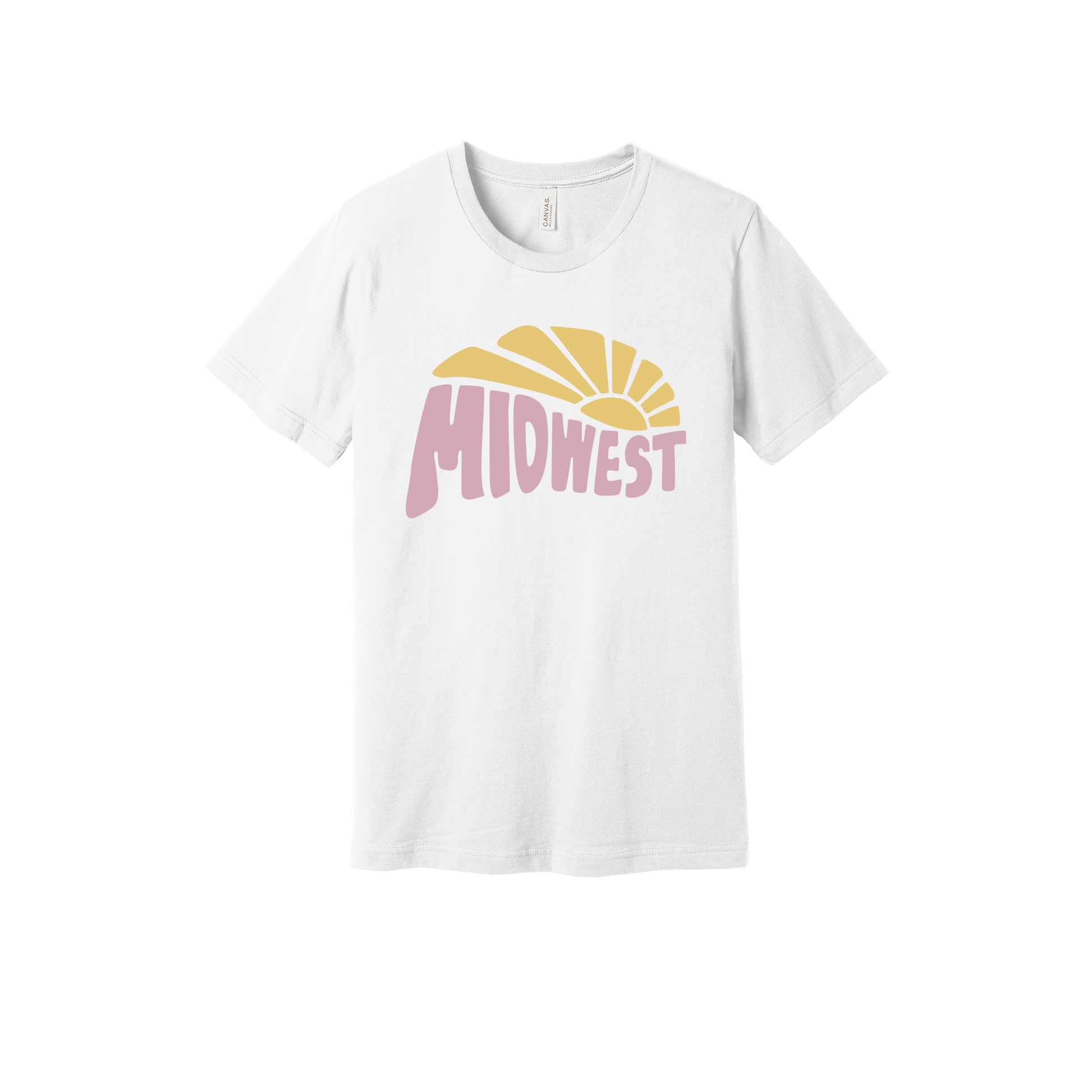 Midwest design on White adult T-Shirt, front view.