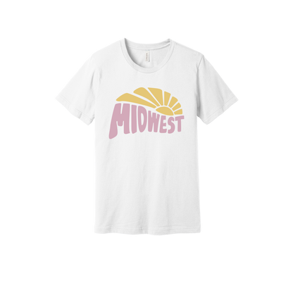Midwest design on White adult T-Shirt, front view.