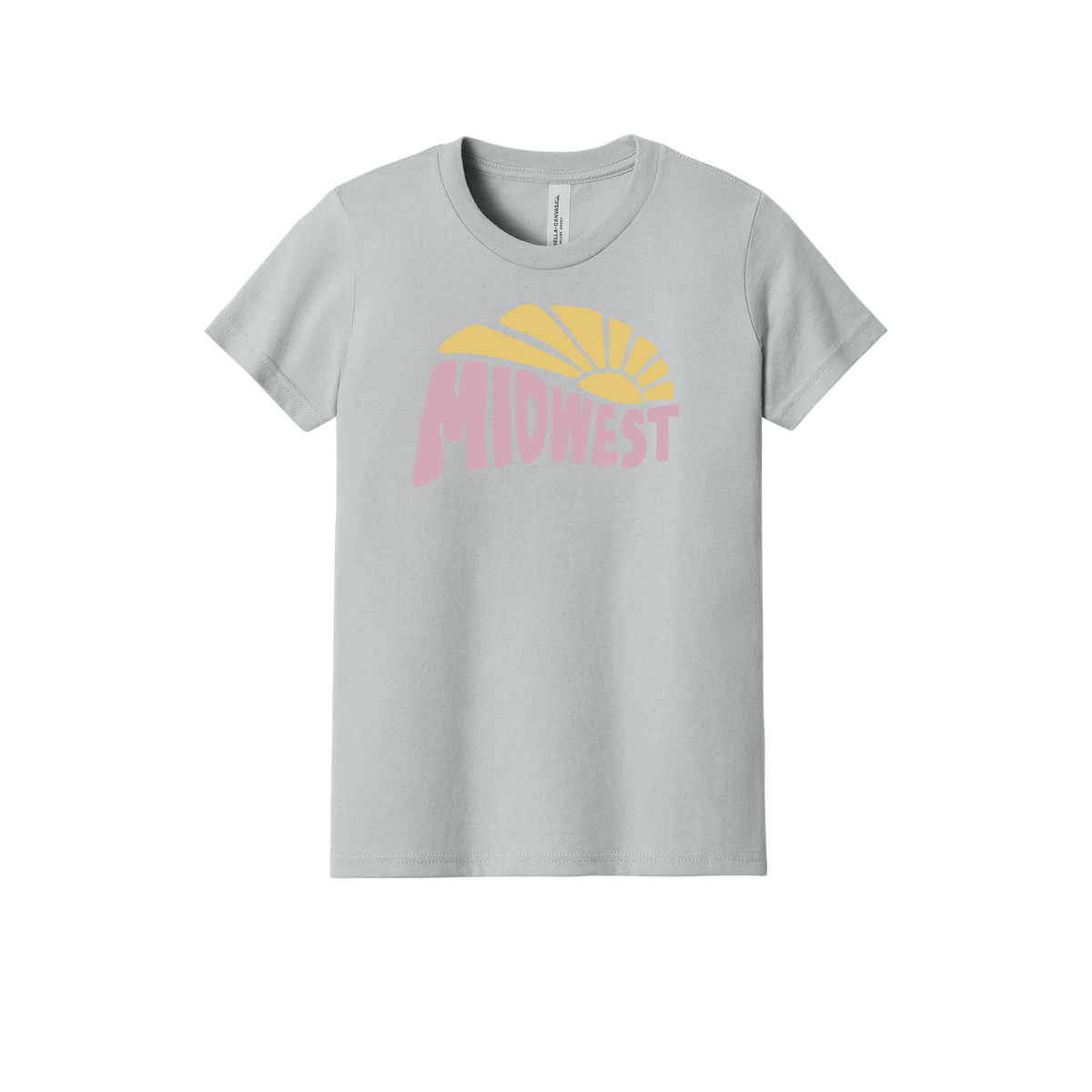 Midwest design on Heather Athletic Gray youth T-Shirt, front view.