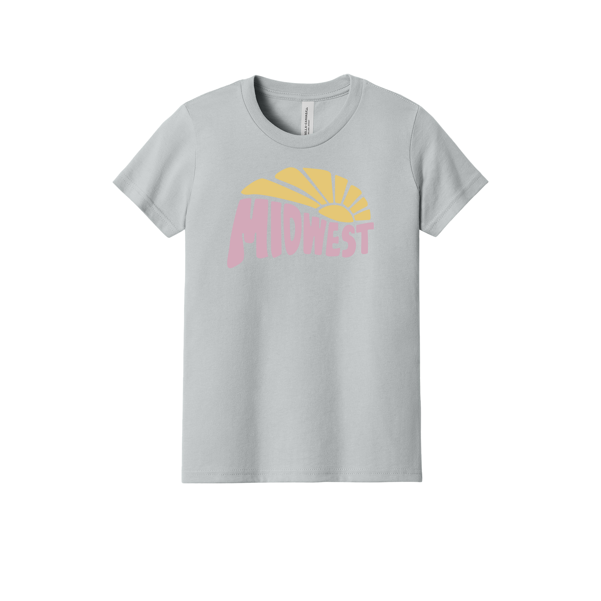 Midwest design on Heather Athletic Gray youth T-Shirt, front view.