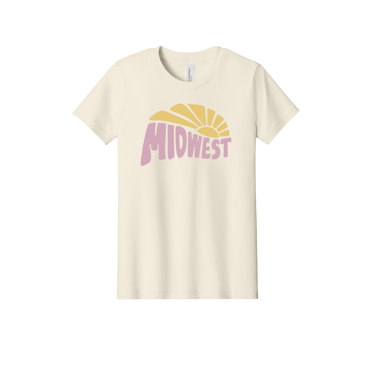 Midwest design on Natural youth T-Shirt, front view.
