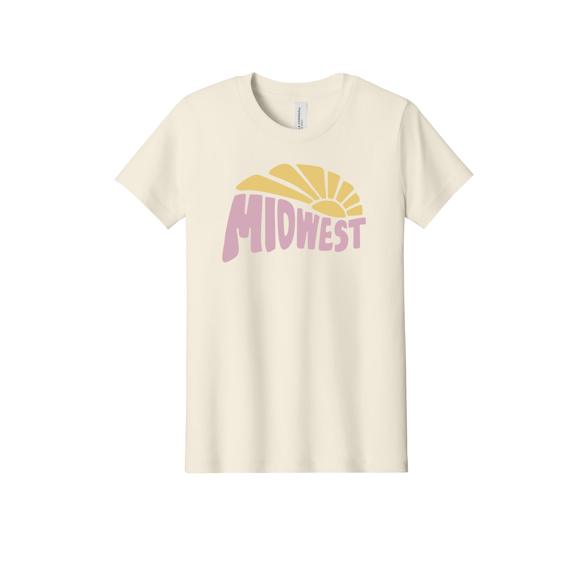 Midwest design on Natural youth T-Shirt, front view.