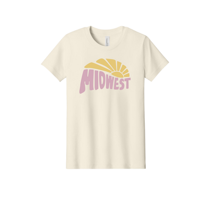 Midwest design on Natural youth T-Shirt, front view.