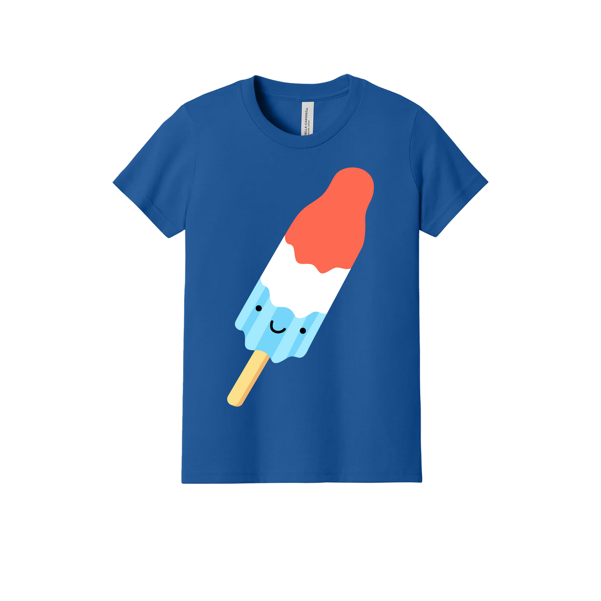 Popsicle design on Royal Blue youth T-Shirt, front view.