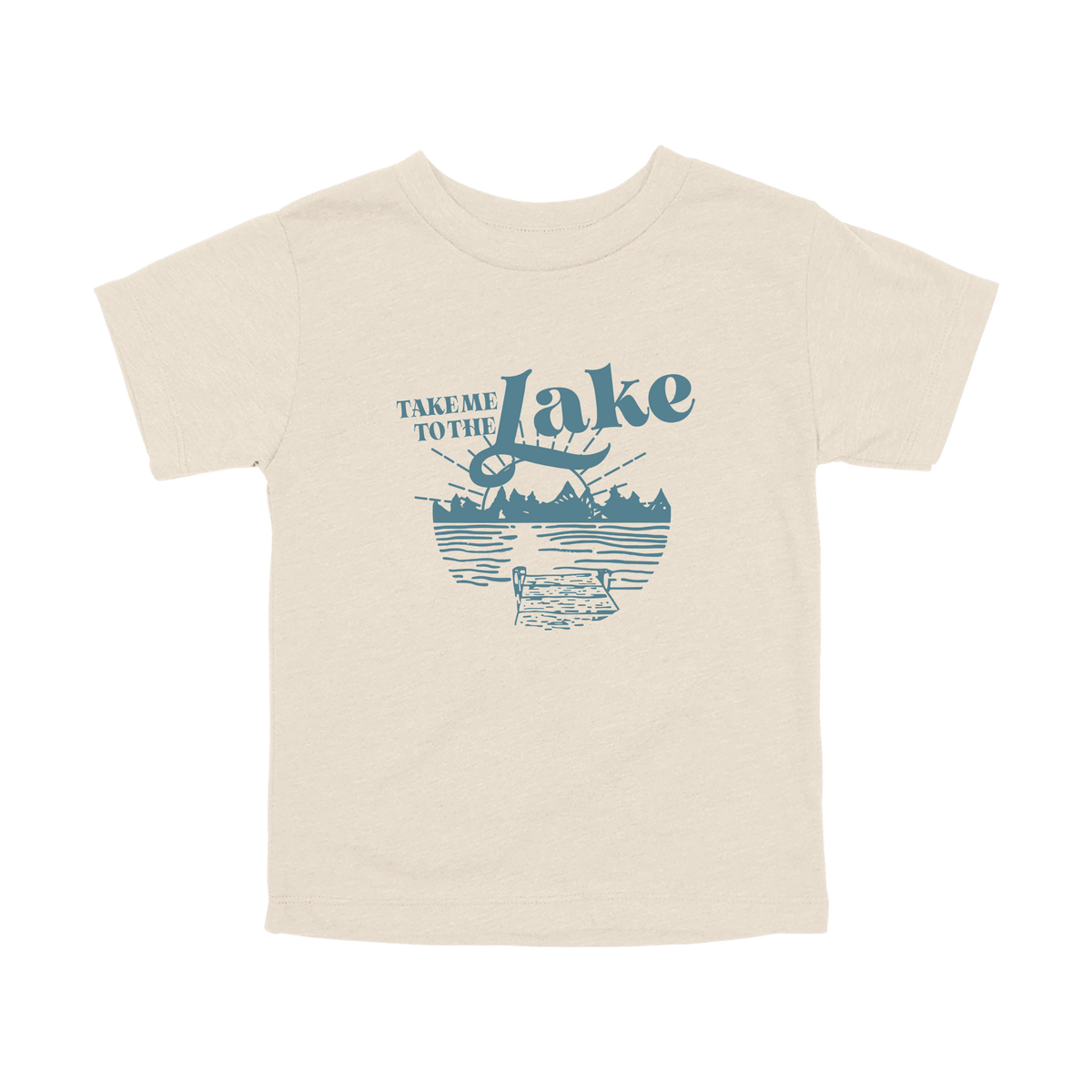 Take Me to the Lake design on Natural toddler T-Shirt, front view.