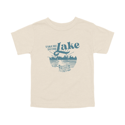 Take Me to the Lake design on Natural toddler T-Shirt, front view.