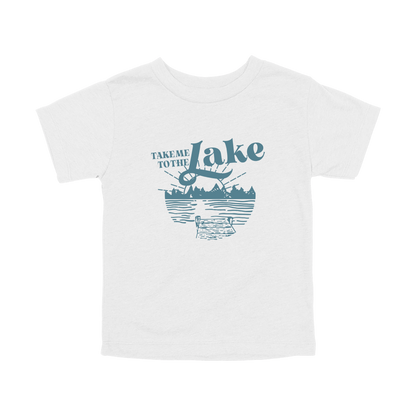 Take Me to the Lake design on White toddler T-Shirt, front view.