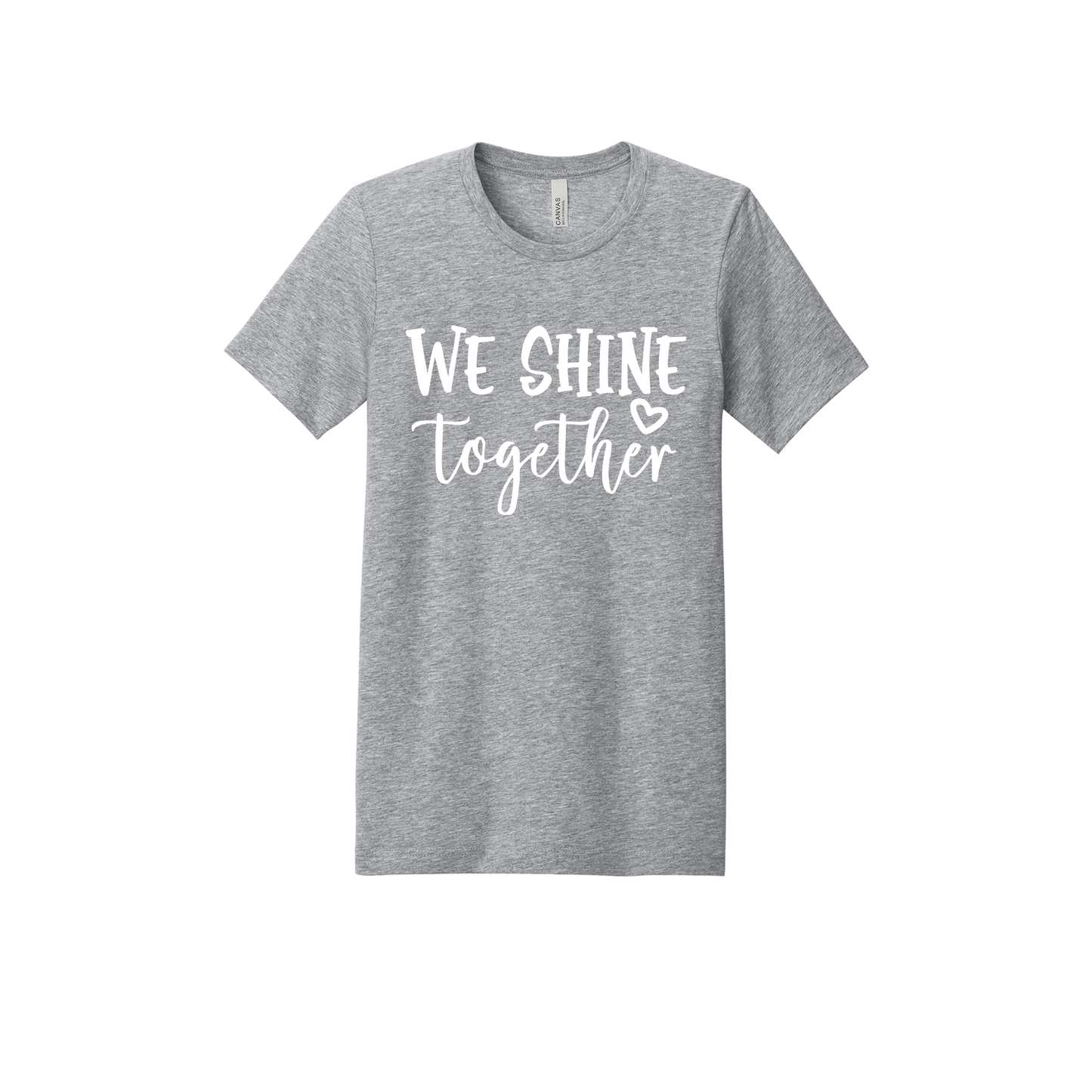 We Shine Together design on Heather Athletic Gray adult T-Shirt, front view.
