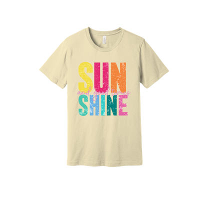 Sunshine & Good Times design on Natural adult T-Shirt, front view.
