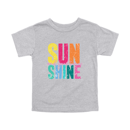 Sunshine & Good Times design on Heather Athletic Gray toddler T-Shirt, front view.