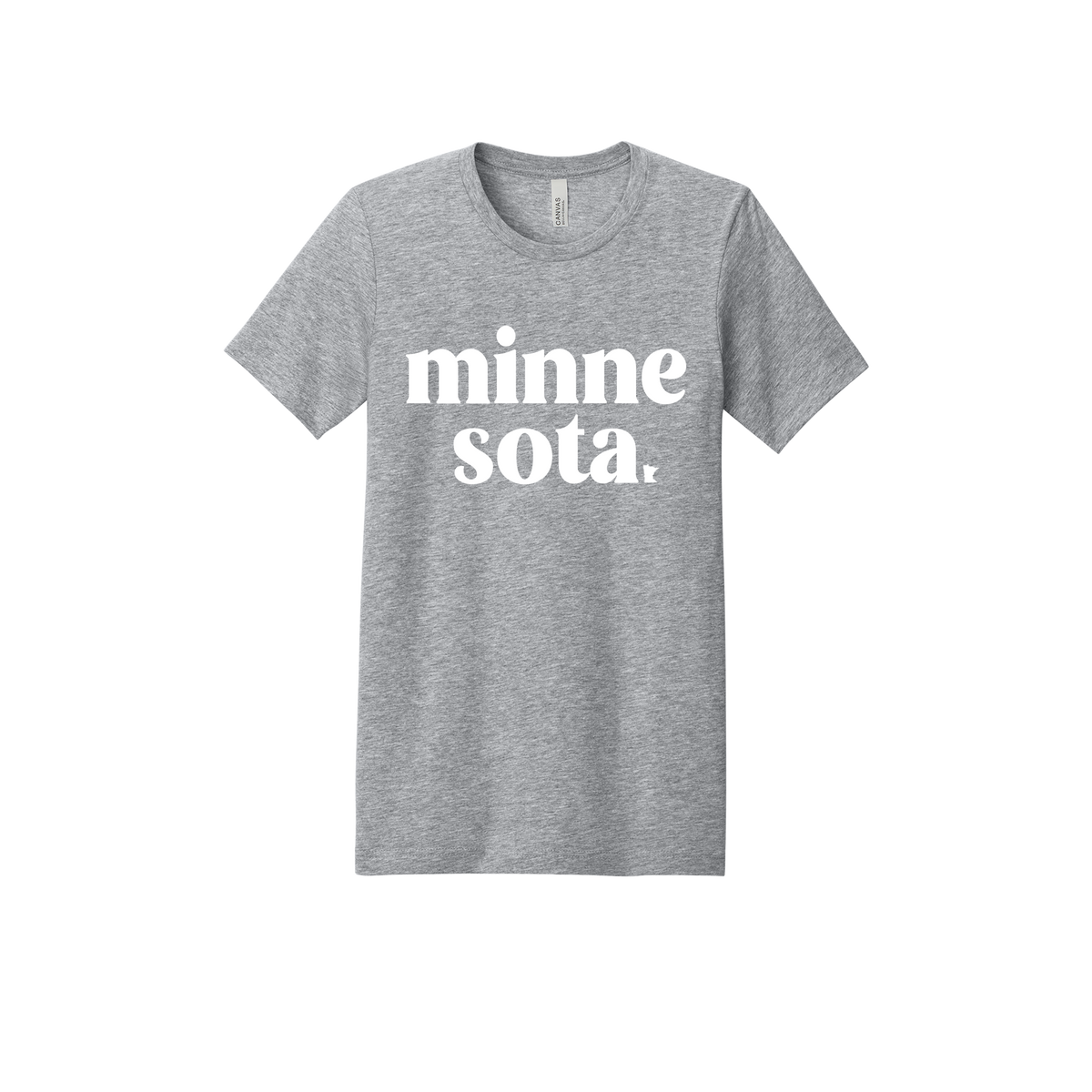 MN design on Heather Athletic Gray adult T-Shirt, front view.