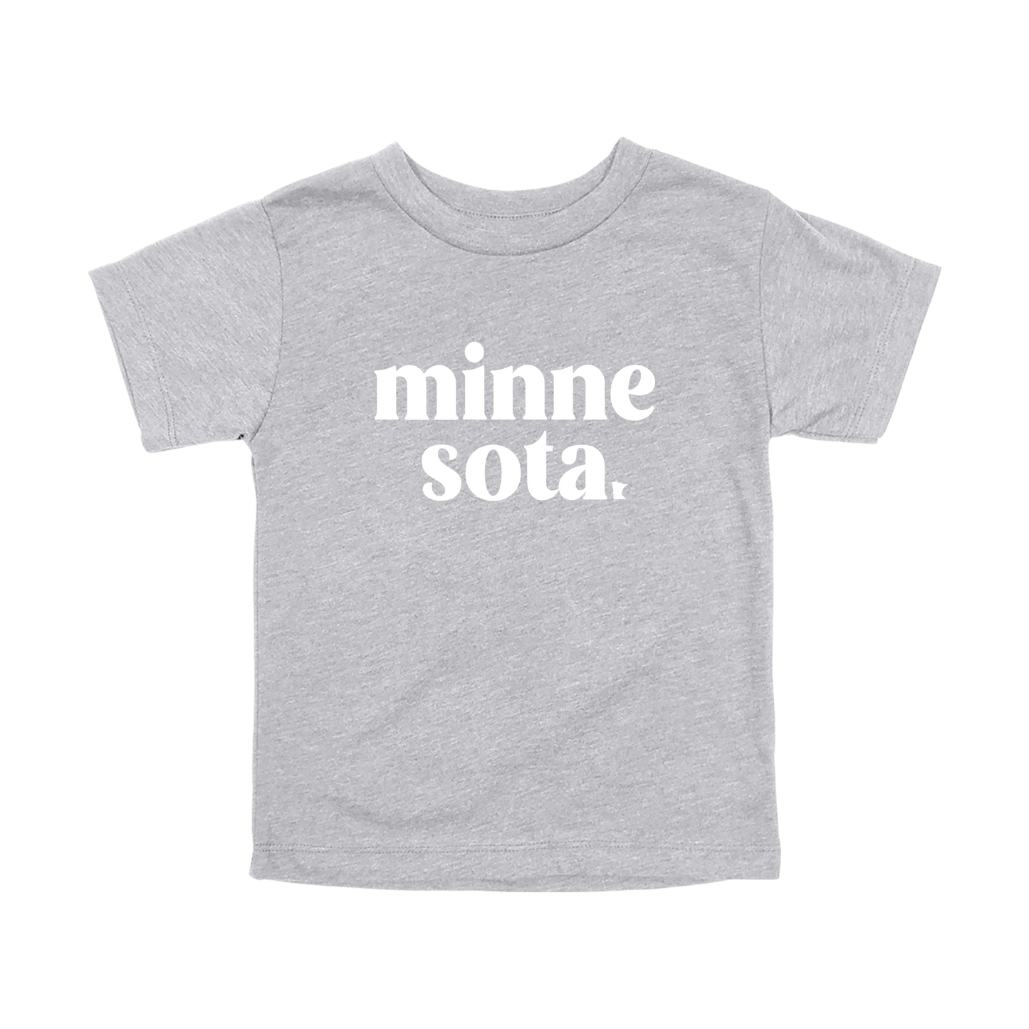 MN design on Heather Athletic Gray toddler T-Shirt, front view.
