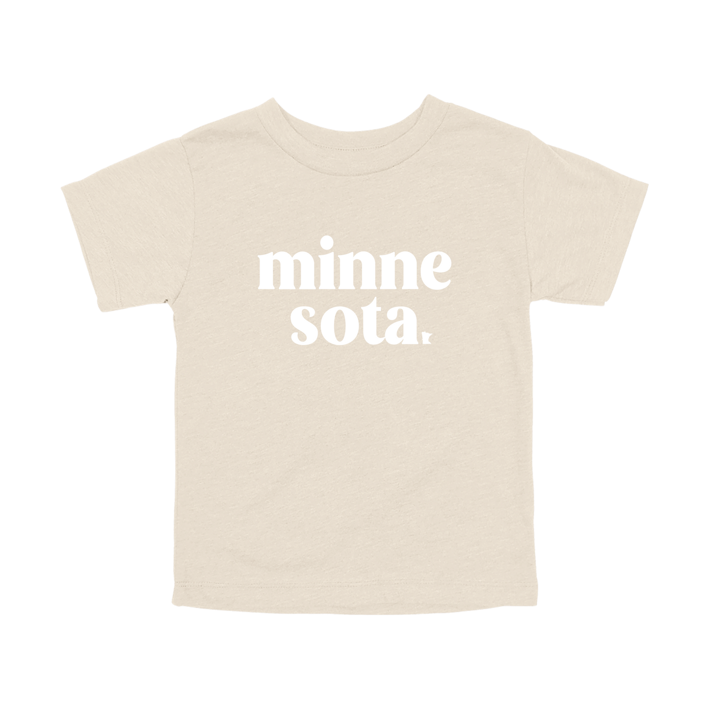 MN design on Natural toddler T-Shirt, front view.