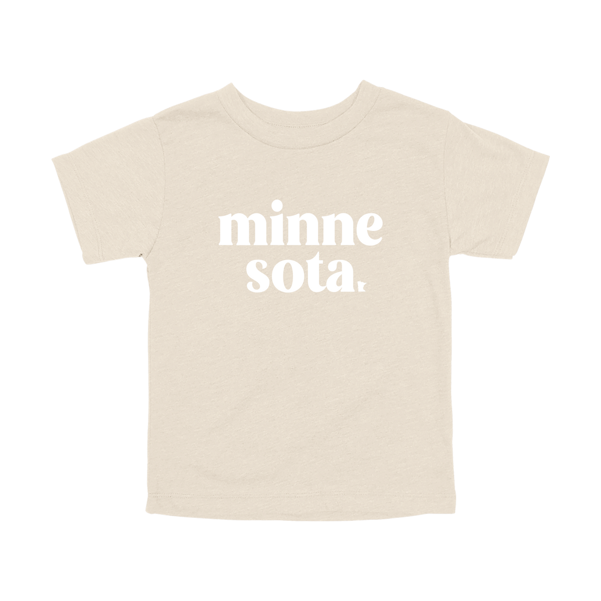 MN design on Natural toddler T-Shirt, front view.